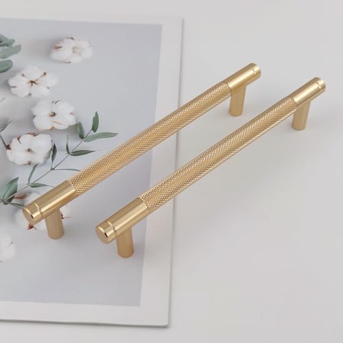 Pexintek 2 Pack Gold Modern Cabinet Handles 160mm Hole Centers Kitchen Bathroom bedrooms Study Furniture Door Vintage Pulls with Screws for Cupboards Drawer Wardrobe Dresser (Gold) - Image 2