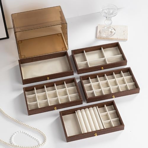 Fabater Boîte à Bijoux pour Femmes, Grand Porte-Bijoux à 5 Couches, Organisateur de Boîte à pour Tiroir, Collier, Bague, Bracelet et Montre, 9,3 X 5,3 X 6,7 Pouces (niveaux) – vue 4