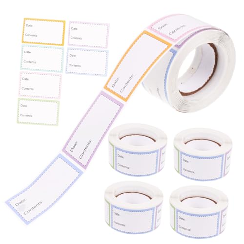 LAPYAPPE 5ロール 日期ラベル 巻 食品保存用キッチンステッカー 多目的無地ラベル シール式ボトルタグ 書き込み可能で冷蔵庫対応 食品管理に