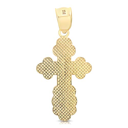 Ioka - 14K Yellow Gold St. Olga Greek Orthodox Baptismal Cross Religious Charm Medium Pendant For Necklace or Chain2