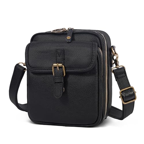 Vintage Messenger Bag,Womens Large Capacity Crossbody Leather Bags,Mini Shoulder Sling Pouch with Card Slots(6.1x3x8 inch) by SXS LACONIC - Used condition - US$10.36