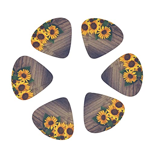 Médiators Guitare 12-Pack Tournesols Sur Un Vieux Médiators Guitare En Bois Pour Guitare Électrique Guitare Acoustique… - Les Beatles, Paul McCartney, John Lennon, RIngo Starr, George Harrison Médiators Guitare 12-Pack Tournesols Sur Un Vieux Médiators Guitare En Bois Pour Guitare Électrique Guitare Acoustique…
