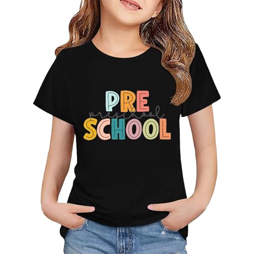 Retro School Shirts Back to School Kids T-Shirt Boys Girls First Day of Preschool Cute Letter Print Crewneck Tops