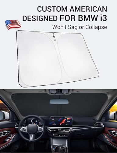 Image of Proadsy 2026 Upgrade Front Windshield Sun Shade Foldable Sunshade Protector Custom Fit 2014-2022 BMW i3 Accessories