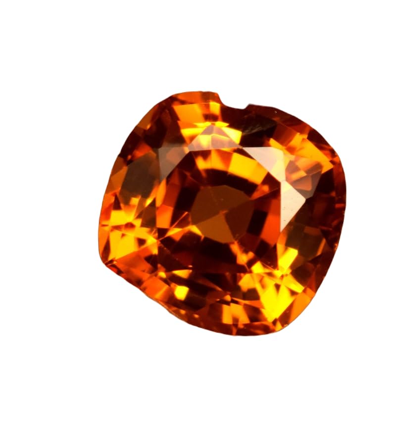 Saphir orange naturel en coussin 10x10mm pour création de bijoux de valeur unique