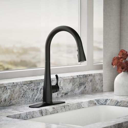 Image of KOHLER Simplice Response Touchless Pull Down Kitchen Faucet in Matte Black, K-22036-BL