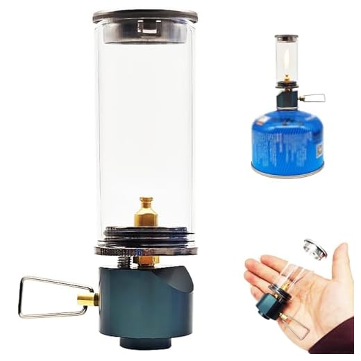 Linterna de gas, lámpara de vela de ensueño linterna de gas con vidrio resistente al calor, lámpara de gas con válvula ajustable, luz de gas para acampar y caminar, linterna de gas