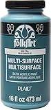 FolkArt Multi-Surface Satin Acrylic Paint in Assorted Colors, 16 oz, Teal 16 Fl Oz
