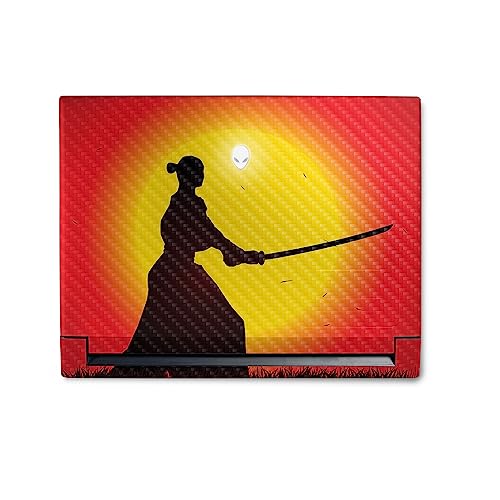 Image of MightySkins Carbon Fiber Skin Compatible With Alienware M18 R1 (2023) Full Wrap Kit - Sunset Samurai | Protective Durable Textured Carbon Fiber Finish | Easy To Apply & Change Styles | Made in the USA