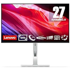 Lenovo L27h-4A | 27″ QHD Monitor | 2560×1440 | 100Hz | 350 nits | 1ms Reaktionszeit | IPS-Panel | USB-C | USB-A | HDMI | DisplayPort | VESA MediaSync | integr. Lautsprecher | entspiegelt | 5,9kg|grau