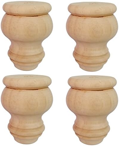 Btibpse 3" Tall Solid Wood Furniture Legs Unfinished Bun Feet for Cabinet Sofa Ottoman TV Stand Loveseat Dresser Set of 4