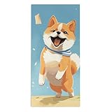 RLDOBOFE Microfiber Facial Cloths for Travel, Fast Drying Washcloth for Woman, Super Soft Cute Shiba Inu Hand Towel for Man, Bathroom Essential, Gym, Camp, Pool, Spa Daily Use