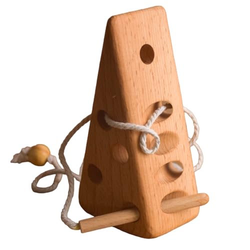 Wooden Lacing Toy Cheese, Montessori Baby Materials Educational Learning for