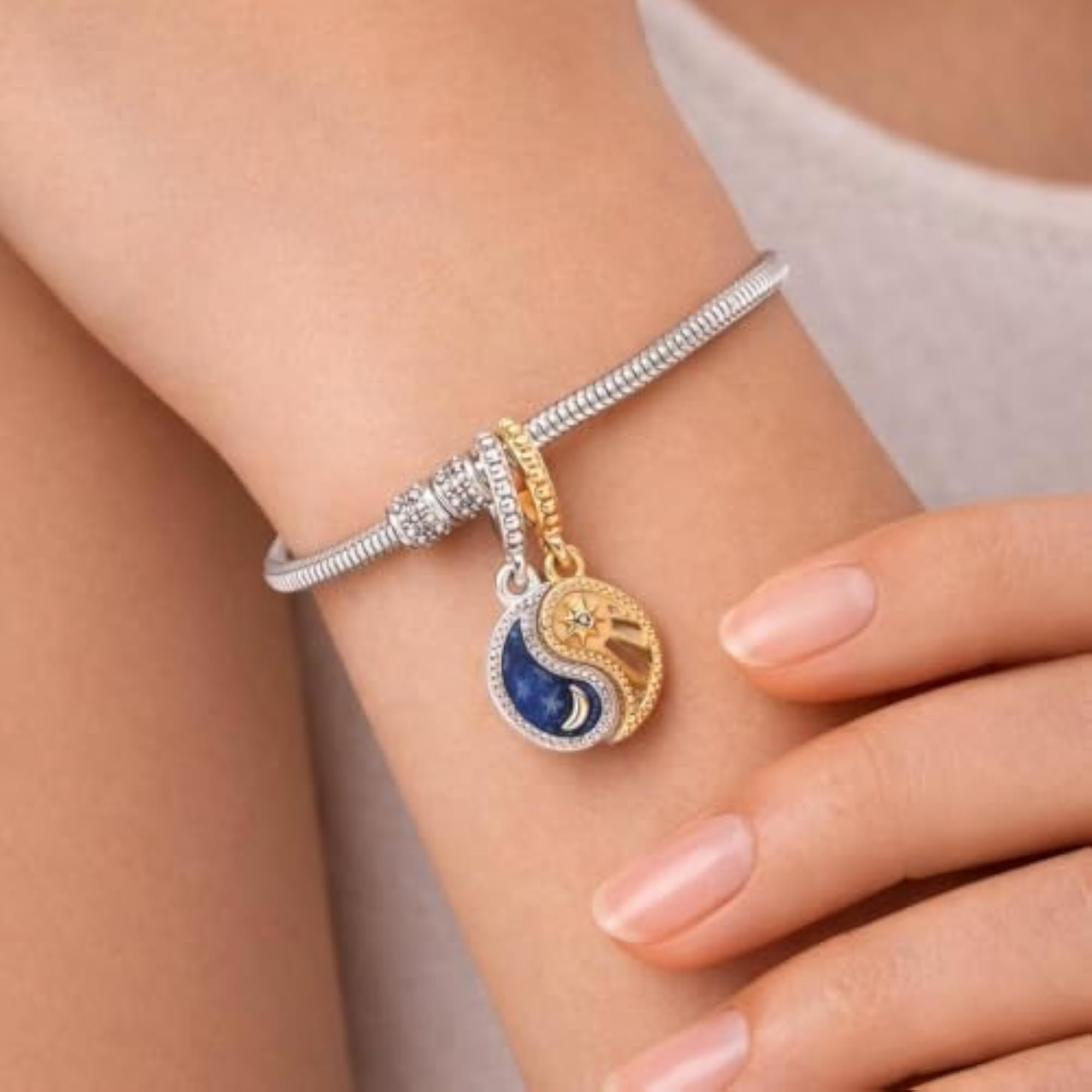 Women's 925 Sterling Silver Yin Yang Pendant Charm