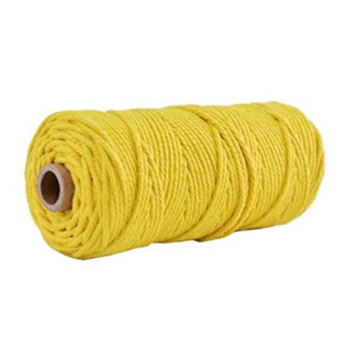 Zkenshan-Natural Jute Twine 100m 100% Cotton Twine String Bakers Twine String Cord Rope Craft Jute Macrame String DIY Home Textile 3mm, Natural Jute Fiber (Color : Yellow)