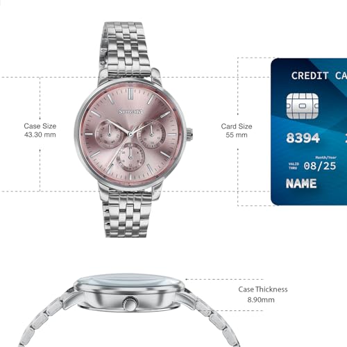 Image of Sonata Verve Quartz Analog with Pink Dial Rose Gold Sheet Metal Strap Watch for Women - 87102SM01