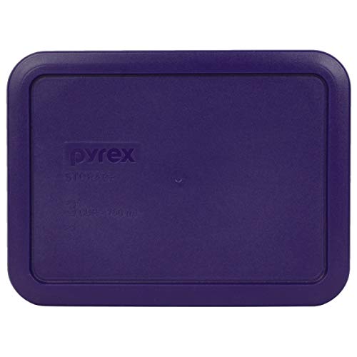 Pyrex 7210-Pc 3 Cup (1) Purple, (1) Turquoise, (1) Charcoal Grey Rectangle Plastic Lid, Made In Usa #TOP1