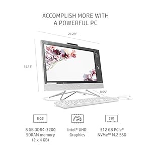 HP All-in-One Desktop PC, 11th Gen Intel Core i3-1115G4 Processor, 8 GB RAM, 512 GB SSD Storage, Full HD 23.8” Display, Windows 10 Home, Remote Work Ready, Mouse and Keyboard (24-dp1250, 2021) - immagine 4