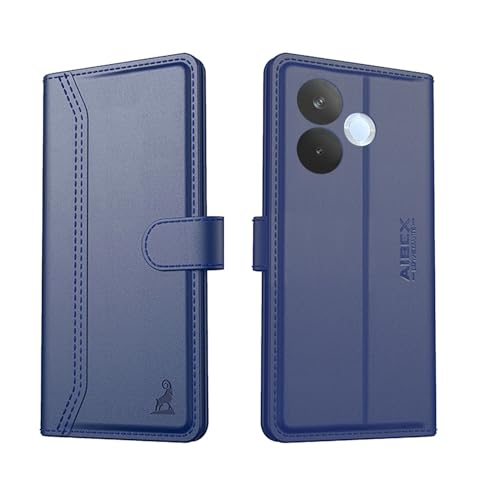 Image of AIBEX Compatible for Oppo A5 Pro 5G Flip Cover Leather Finish with Magnatic Closure | Inside TPU with Card Pockets | Wallet Stand | Complete Protection Flip Case -Blue
