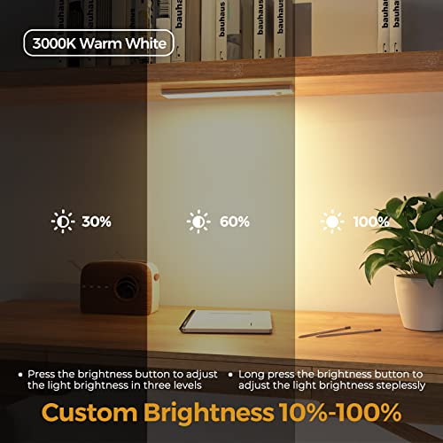 Image of 3 Pack Under Cabinet Lights, 32 LED Warm White Rechargeable Under Cabinet Lighting Motion Sensor LED Lights for Kitchen, Counter, Closet, Stairs (Silver - Warm White Light, 8.07 Inch - 3 Pack)