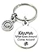 ChubbyChicoCharms Karma What Goes Around Comes Around with Om Pewter Charm On Stainless Steel Keyring Key Ring Key Chain Keychain for Women, Men, Teens, Young Adults