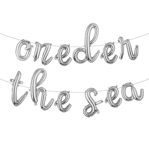 Image of RUIANSI Oneder The Sea First Birthday Decoration Oneder The Sea Party Favors Under The Sea Mermaid Party Backdrop Party Supplies Favors Balloon 1st Birthday Girl Decorations (L ONEDER THE SEA Silver)