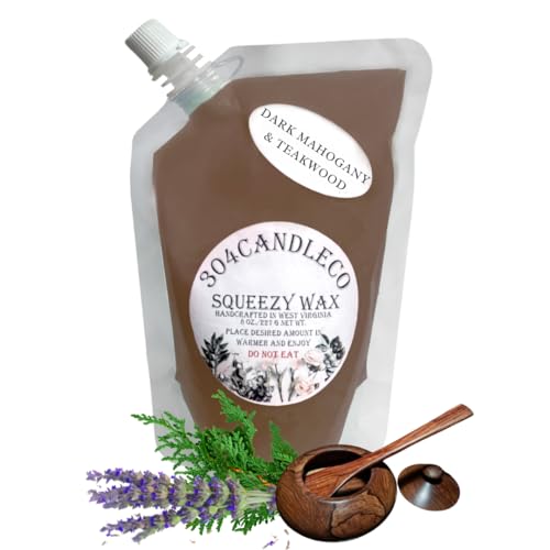 304CandleCo Large Squeeze Soy Wax Melt - 50 SCENTS! - Highly Fragrant &amp; Hand-Crafted - Easy Mix &amp; Match - American Made - Perfect for Wax Warmers (3oz, Dark Mohogany &amp; Teakwood)