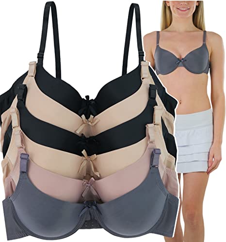 Image of ToBeInStyle Women's Pack of 6 Padded Assorted Styles Supportive Bras Cup Size - A to DDD