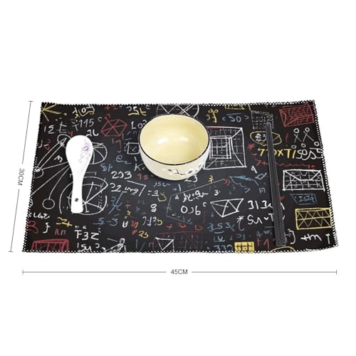 Set de table mathématiques lavable anti-tache et anti-chaleur pour table de cuisine