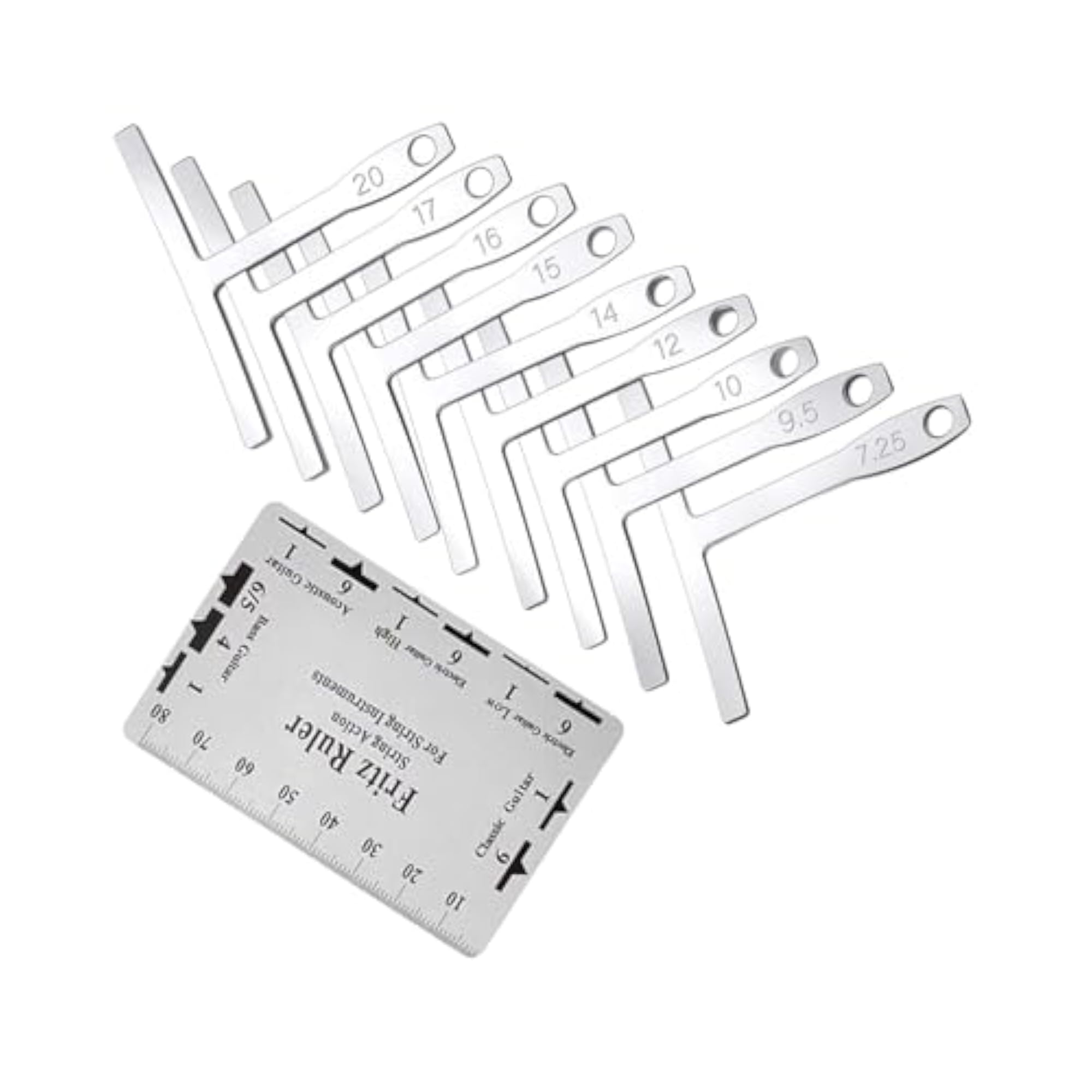 9Pcs Understring Radius Gauge with Guitar String Height Ruler