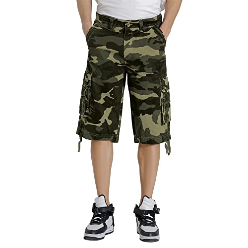 Dgwz Mens Cargo Shorts Multi Pockets Twill Cotton Relaxed Fit Outdoor Camo Cargo Short For Men #TOP2