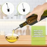 DUNSOO Butelka na olej, 2 x 500 ml dozownik octu i oleju, butelka na oliwę z oliwek z lejkiem, pokrywka zabezpieczona przed matowieniem, etykieta, szklana butelka do kuchni i grilla (zielona, 500 ml)