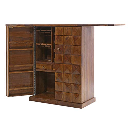 Image of Sheesham Handmade Modern Style Wooden Bar Cabinet Without Chair