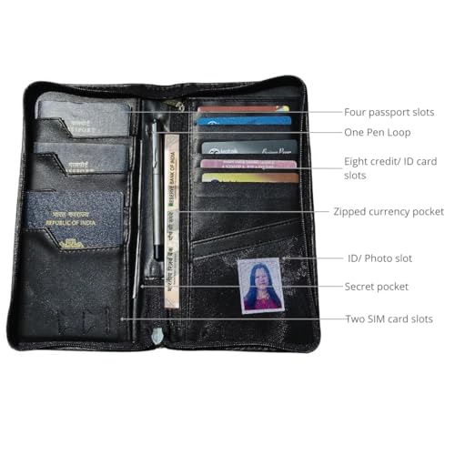 HAMELIN Unisex Passport Holder with RFID Blocking Technology | Vegan Leather Passport Cover,Travel Document Organiser | Passport Wallet with 4 Passport Slots,8 Card Holder Slots | Lilac Flutter 4