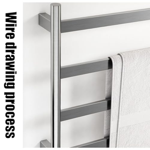 Toallero eléctrico de acero inoxidable plateado con cableado para pared 2