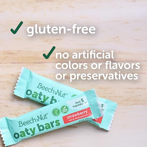 beech-nut toddler snacks oaty bars granola bars for babies amp toddlers fruit amp whole grain strawberry snack bar gluten free toddler snack 6 boxes 30 individually wrapped bars