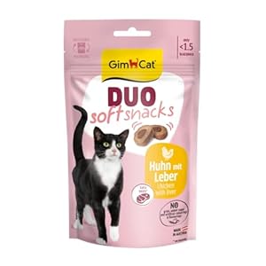 GimCat Duo Soft Snacks mit Huhn mit Leber – Sichtbare Kombi aus Zwei leckeren Geschmacksrichtungen – 1 Beutel (1 x 50 g)