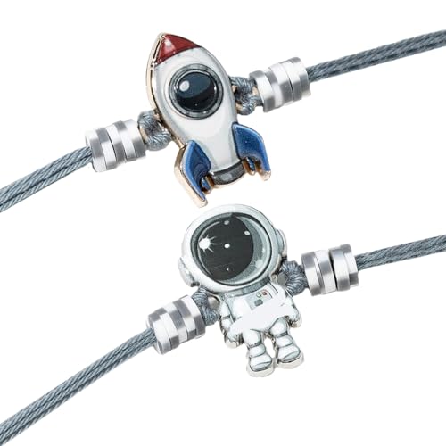 Image of TIED RIBBONS Rakhi for Kids with Astronaut Design - Premium Rakhi Set of 2 for Kids Boys Baby Brother Astronauts Rakhi's With Card and Roli Chawal