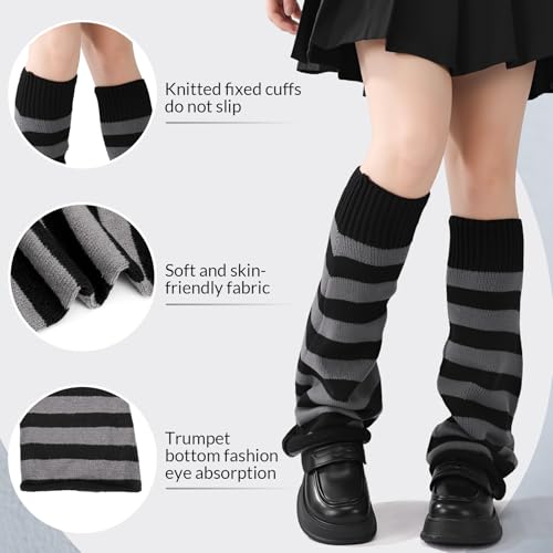 Jspupifip Leg Warmers for Girls, Knit Flared Long Leg Sleeves Socks, Y2K Kawaii Winter Accessories Halloween Christmas3