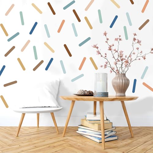 300 PCS Earth Tone Sprinkle Wall Decals, 10 Sheets Peel & Stick Waterproof Vinyl Confetti Stickers, Neutral Boho Accent Wall Decor for Bedroom, Classroom, Playroom, Party Backdrops & Creative Spaces