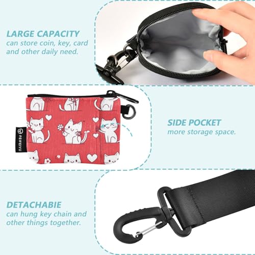 Vivacious Cats Red Women's Change Wallet Card Cases Compact Size Money Organizers with Zipper Pocket for Women Men 2 Pcs3