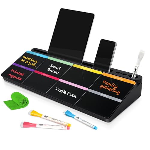 Glass Desk Whiteboard Calendar with Storage Drawer