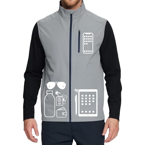 Image of M MAELREG Mens Vests Outerwear Windproof Lightweight Softshell Vests Zip Pockets Sports Sleeveless Jacket Golf Vests for Men