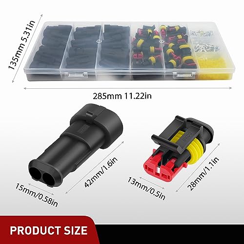 Image of Nilight 200PCS 2 Pin Electrical Connector Plug Male Female Terminal Wire Connector Waterproof Connectors 2 Way Automotive Connect Set for Car Truck Motorcycle Marine Boat 20 Sets, 2 Years Warranty
