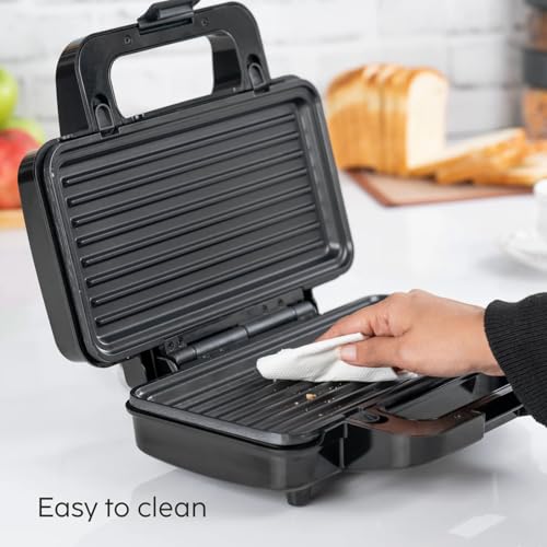 Image of Glen 1000W Grill Jambo Sandwich Maker | Jumbo Non-Stick Grill Plates | Thermostat Controlled Even Cooking | Cool-Touch Handle with Indicator Lights | Vertical Storage | 2-Year Warranty