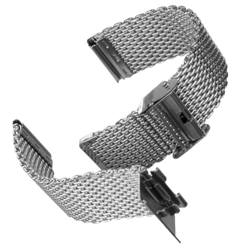 Image of DBLACK ''BONEZ'' Mesh Chain Stainless Steel Watch Belt, Ergonomic & Breathable Design Watch Strap / / For 08mm, 10mm, 12mm, 14mm, 16mm, 18mm, 20mm, or 22mm Watch Band (Silver, Choose Your Size)