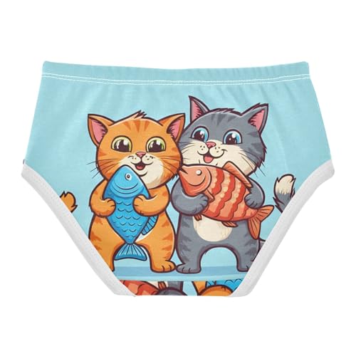 Girls Underwear Toddlers 2t Cotton Cute Panties Girl Print Briefs Girls Undies Cute Cartoon Cats Fish Blue2