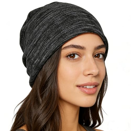 Amerthing Faraday Hat Silver Fiber Faraday Slouch Beanie Knitted Protection Cap Skull Hat High Shielding Efficiency 99.99%.Reduce 5G 4G Cellular WiFi Bluetooth Smart Meter RF Exposure