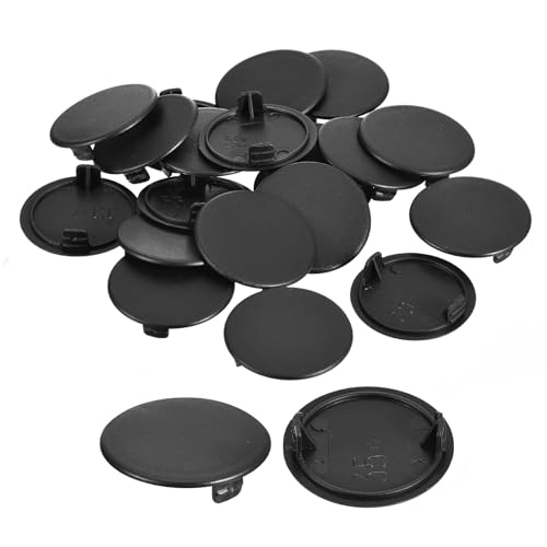 Image of uxcell 20Pcs Hinge Hole Covers, 35mm(1 3 /8 inch) Dia Plastic Concealed Hole Cover Round Flush Type Caps for Furniture Cabinet Cupboard, Black