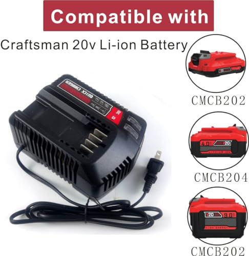 Image of CMCB104 Replace for 20V Craftsman V20 Lithium-ion Battery Charger for CMCB201 CMCB202 CMCB203 CMCB204 CMCB205 CMCB209,Charger CMCB100,CMCB101 CMCB104, CMCB124, CMCB102
